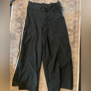 Varley Black Joggers with White Stripe cropped wide leg